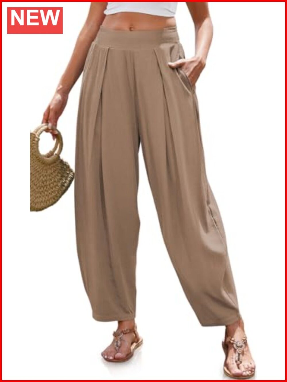 Linen Blend Harem Pants Loose Fit Boho Beach Lounge Yoga
